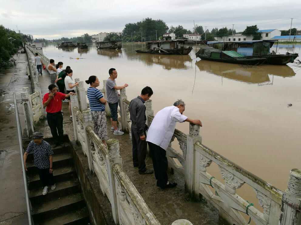 河水逾越路面1米多 枞阳长河成悬河